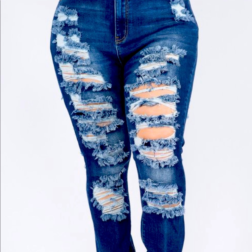 Plus Size High Quality Ripped Jeans